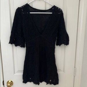 Black Lace Knit Dress